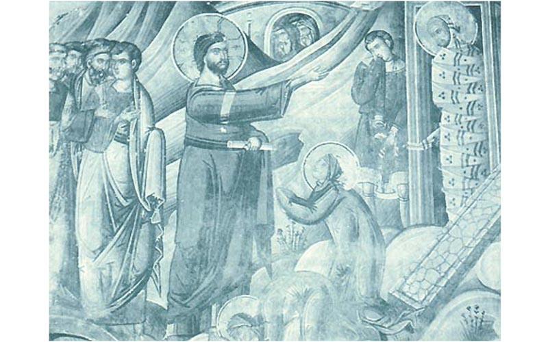 Студеница, фреска васкрсење Лазарево