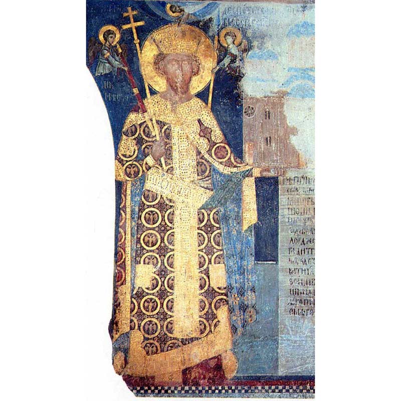 Ктиторска фреска деспота Стефана Лазаревића из цркве манастира Манасије, 1418. (Извор: Википедија)