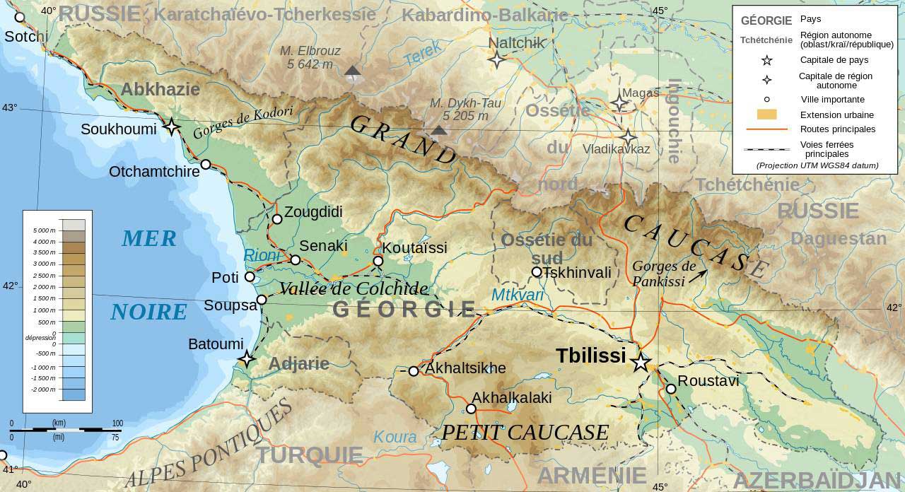 топографска карта Грузије